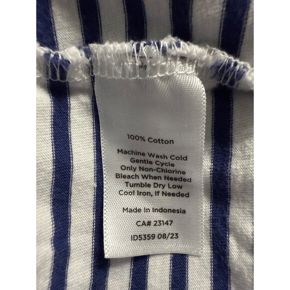 Talbots Plus Womens Nautical Striped Top Blue/White Button Detail Cotton X - Picture 5 of 7